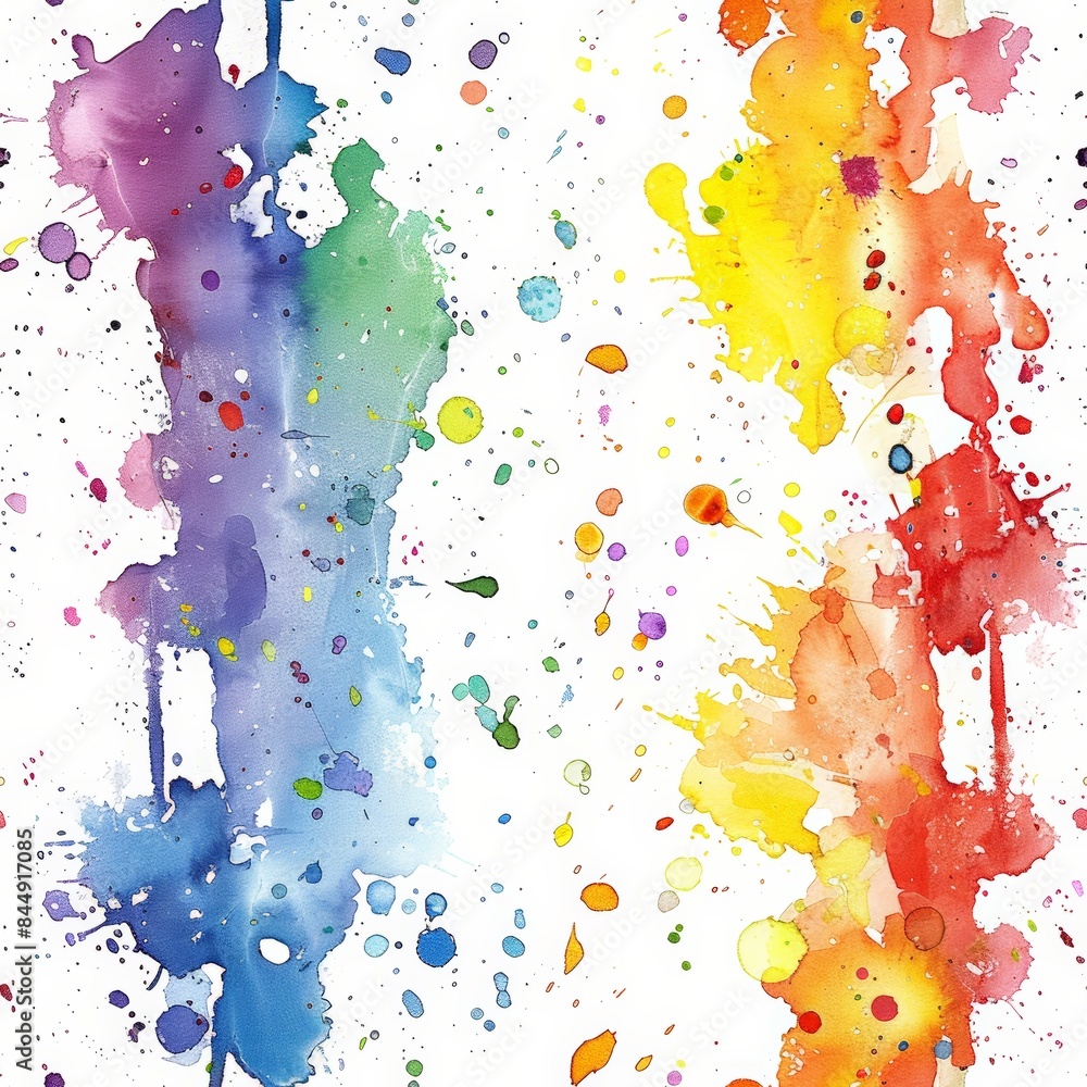 Obraz premium Watercolor rainbow splash, rainbow splashes, spray-paint style, color field