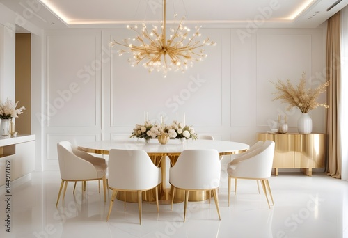 white and gold theme modern interior