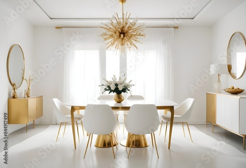 white and gold theme modern interior