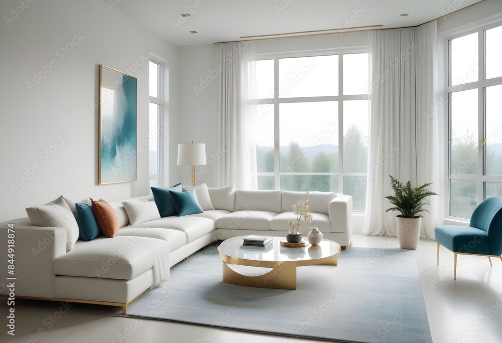 Fototapeta premium white and gold theme modern interior