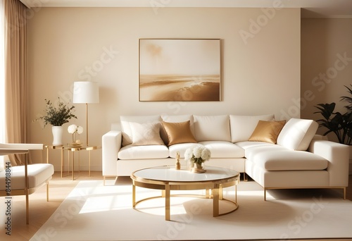 white and gold theme modern interior