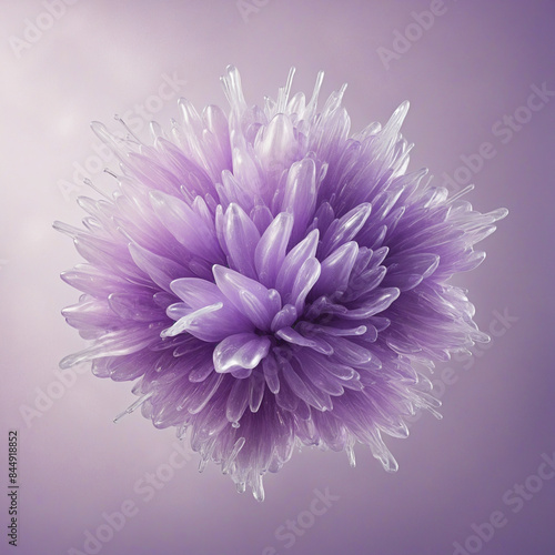 AI-generated abstract floral design with negative space in a white vector frame, featuring a three-dimensional violet watercolor splash on a transparent background © SR07XC3