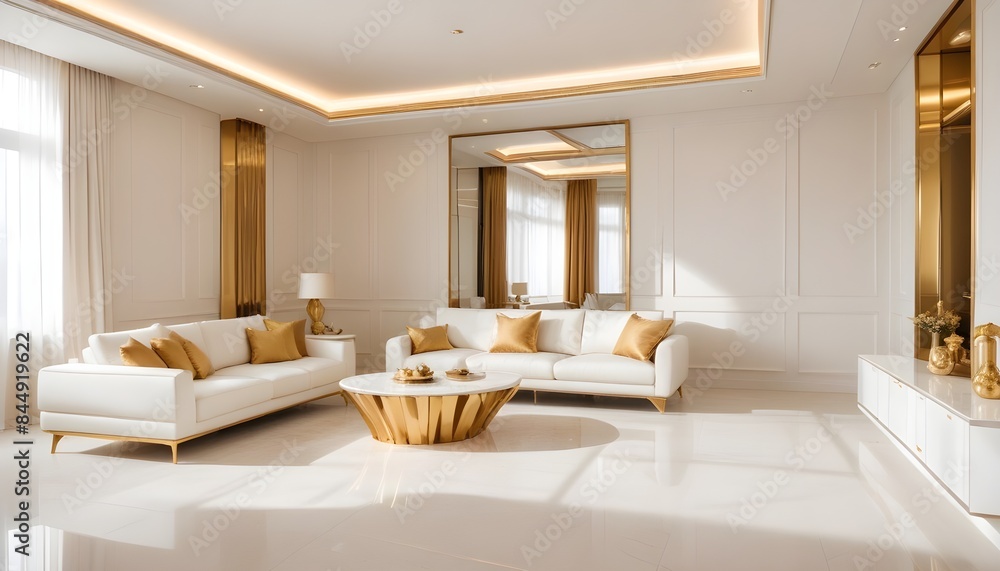 Fototapeta premium white and gold theme modern interior
