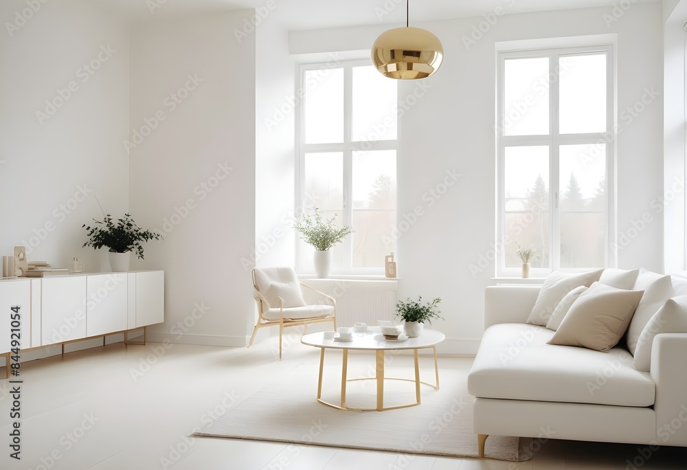 Fototapeta premium white and gold theme modern interior