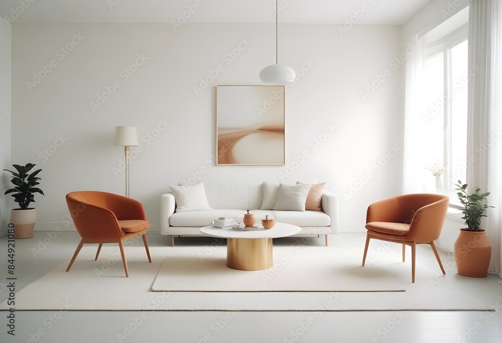 Fototapeta premium white and gold theme modern interior