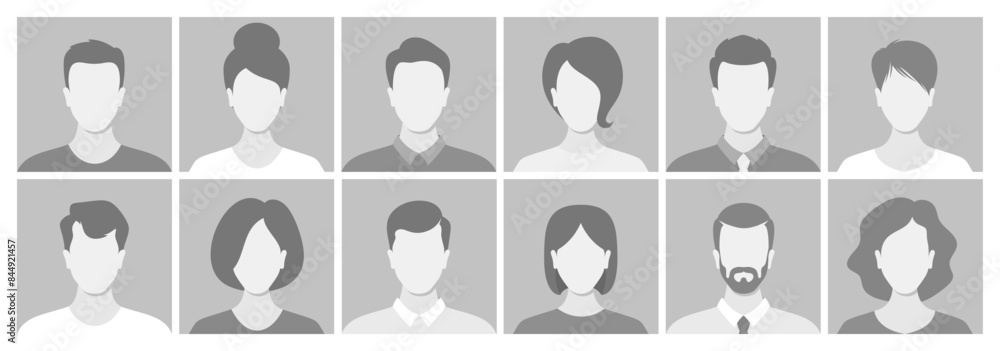 custom made wallpaper toronto digitalCollection Of Twelve Monochrome Face Placeholders In A Grid Layout. Vector Diverse People Avatars, Social Media Profiles