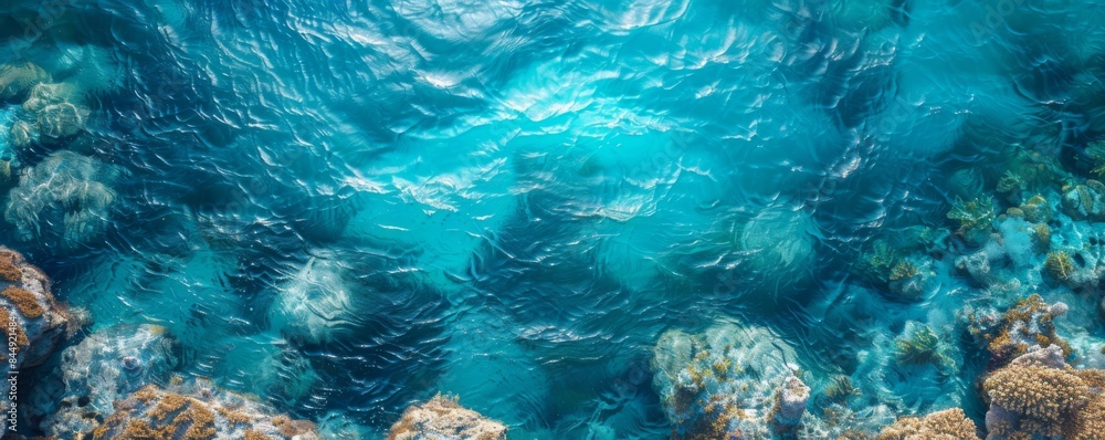 Fototapeta premium Clear blue water with coral formations