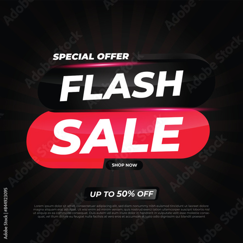 Flash sale banner template design for web or social media. 