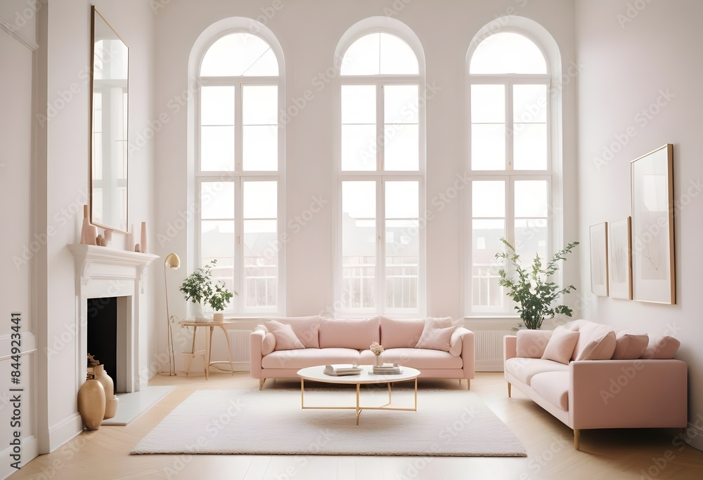 Fototapeta premium white and gold theme modern interior