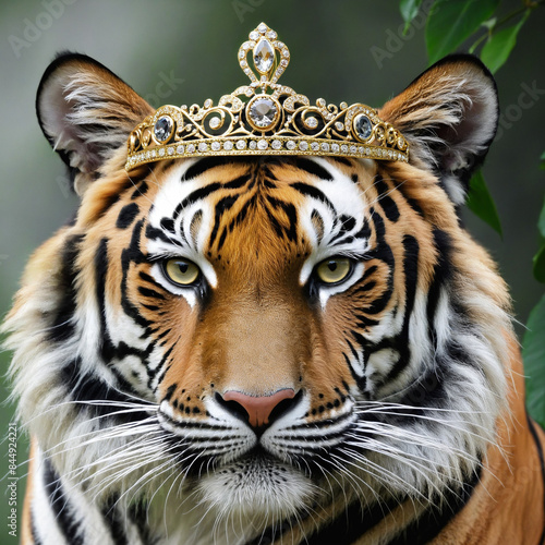 Regal Tiger  A Majestic Portrait with a Crown in the Jungle