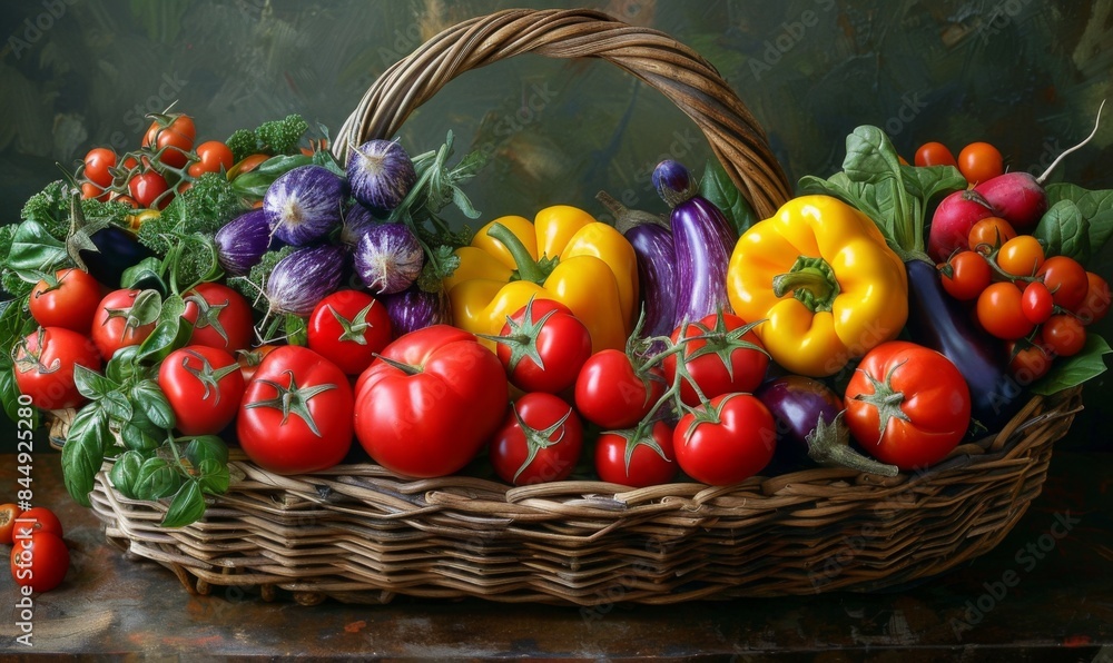 Colorful garden vegetables in a basket Colorful garden vegetables in a basket