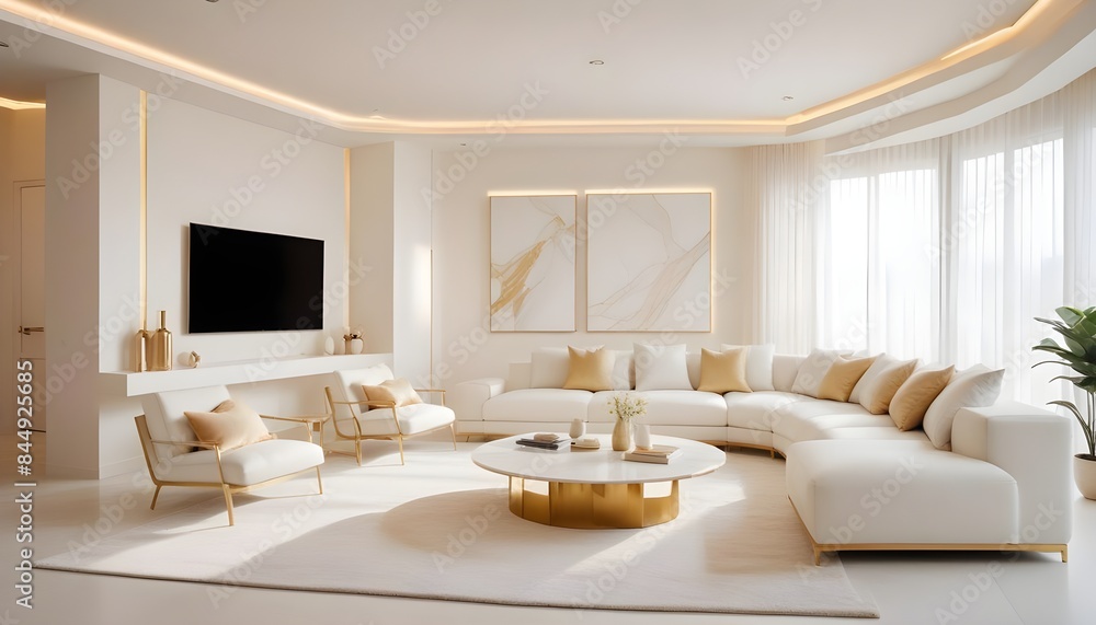 Fototapeta premium white and gold theme modern interior