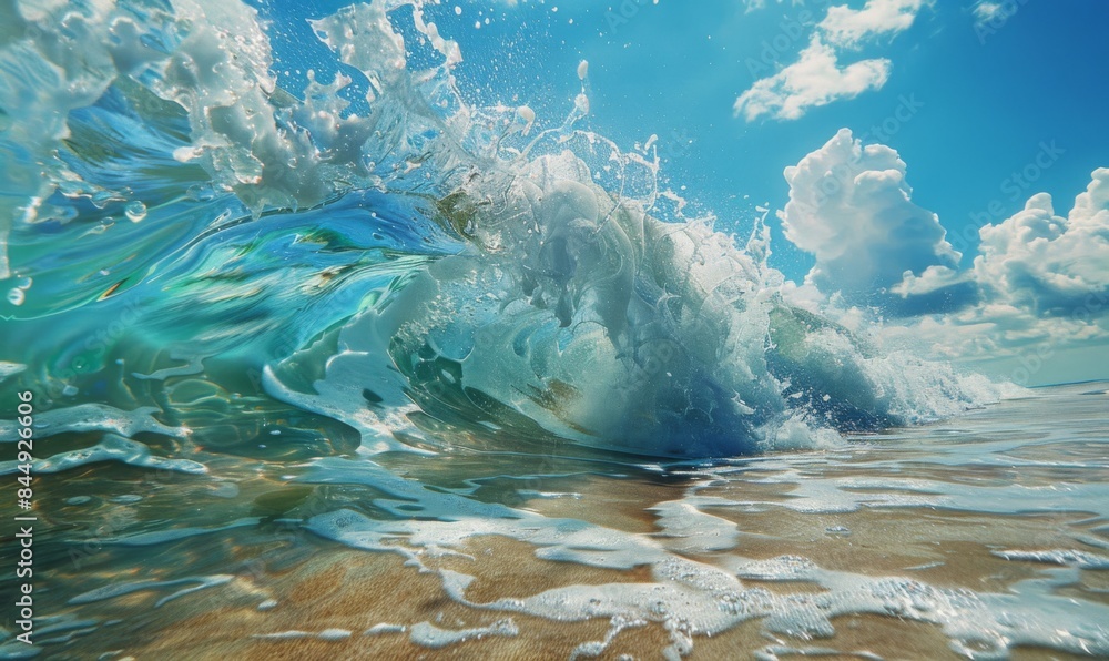 Obraz premium Crystal-clear ocean waves