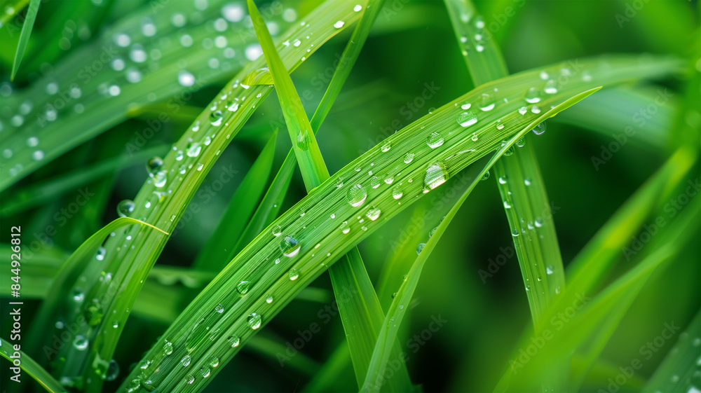 Naklejka premium 朝露の稲