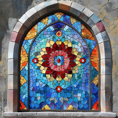 arabesque colorful pattern with mosaic glass style window