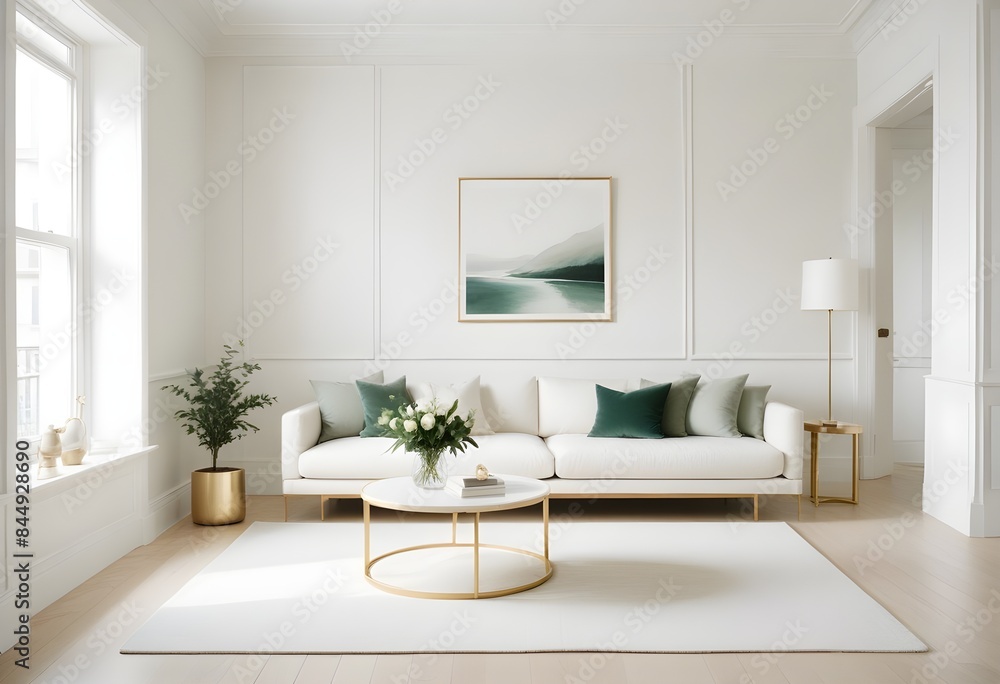 Fototapeta premium white and gold theme modern interior