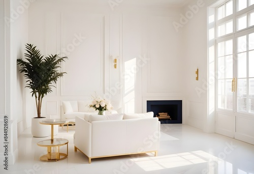 white and gold theme modern interior