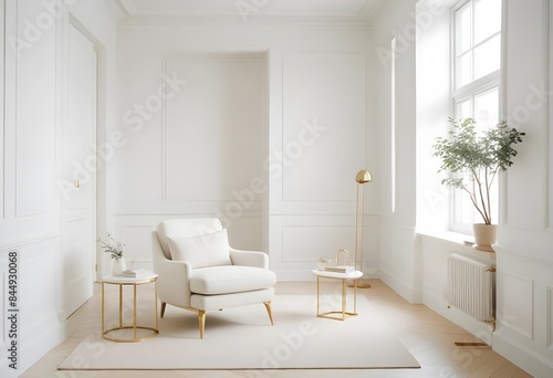 white and gold theme modern interior