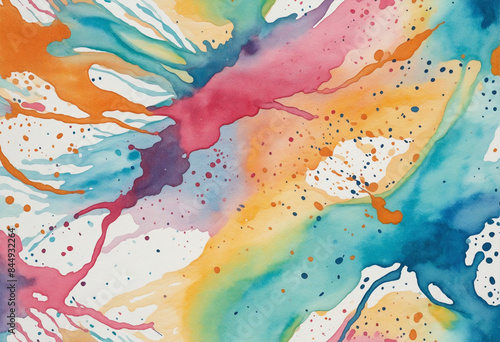 Vibrantly colored watercolor patterns complementing an abstract illustration