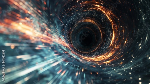 A black hole with bright sparks coming out of it, AI