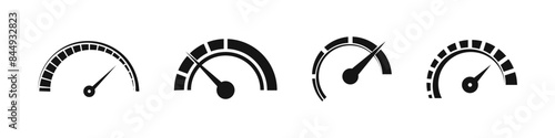 Speedometer vector icon set. Speed indicator gauge icons.