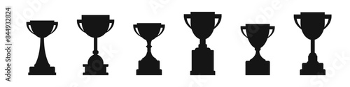 Award silhouette vector icon set. Victory cup icons.