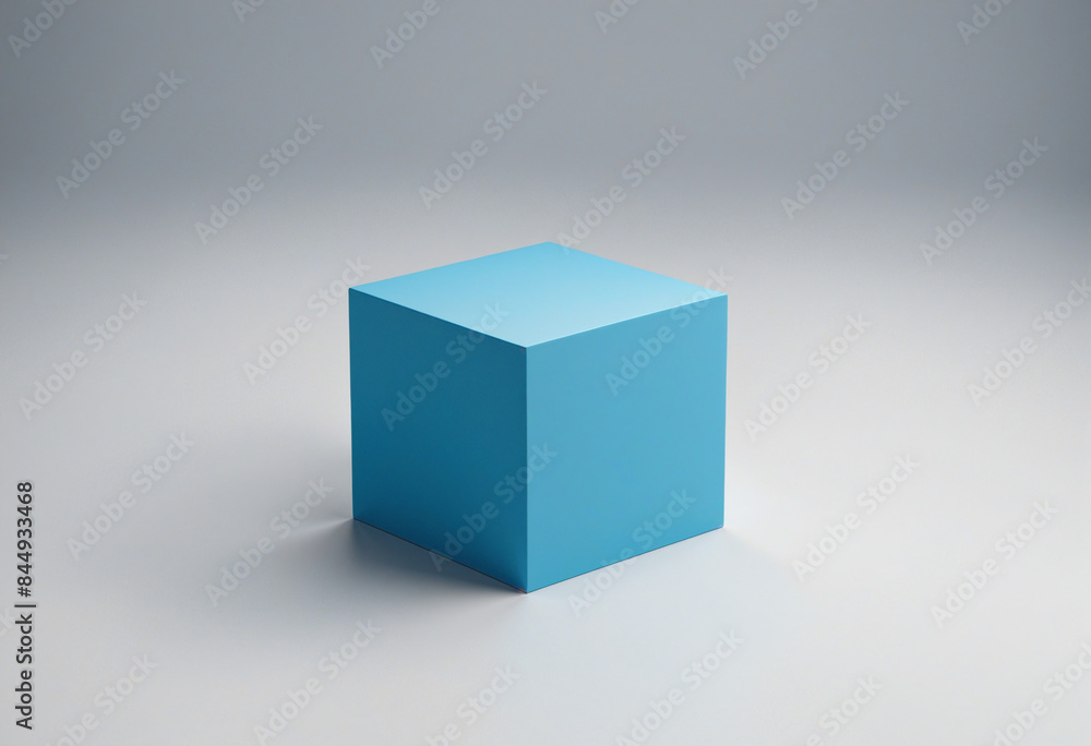 Simplistic geometric design in shades of blue with a three-dimensional cube shape Simplistic geometric design in shades of blue with a three-dimensional cube shape