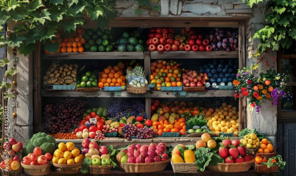 Fruit stand with colorful produce Fruit stand with colorful produce