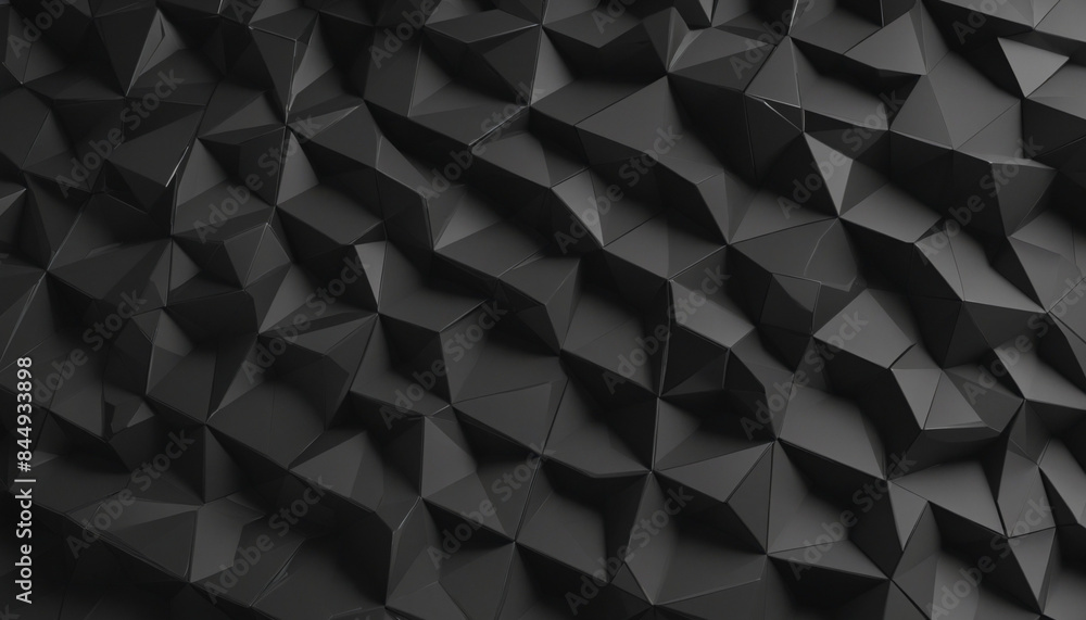 Fototapeta premium Dark monochromatic 3D graphic design with geometric shapes on a black background