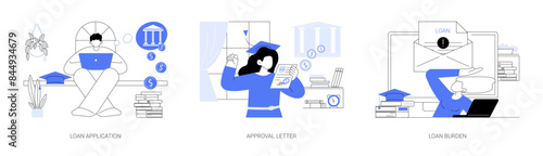 Student loan isolated cartoon vector illustrations se