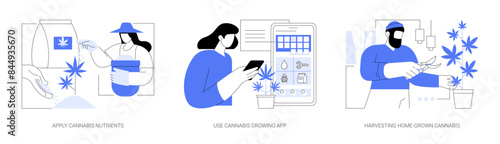 Growing cannabis at home isolated cartoon vector illustrations se