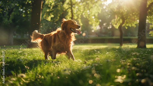 Detailed image of a dog joyfully playingfetch