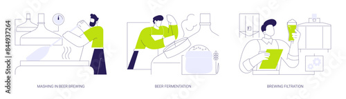 Beer production abstract concept vector illustrations.