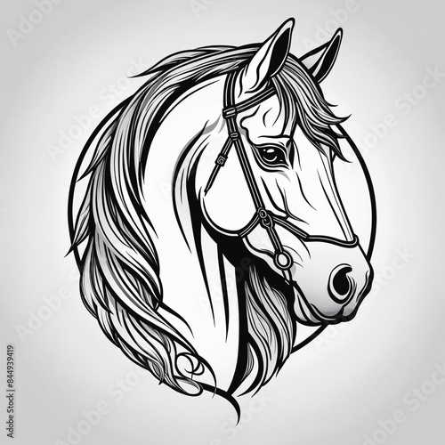 Obraz na płótnie Abstract vector horse illustration suitable for tattoo designs featuring a majestic silhouette with tribal influences w salonie