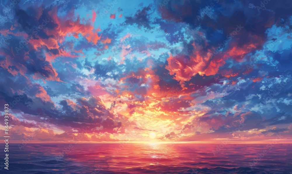 Summer sky with vibrant sunset