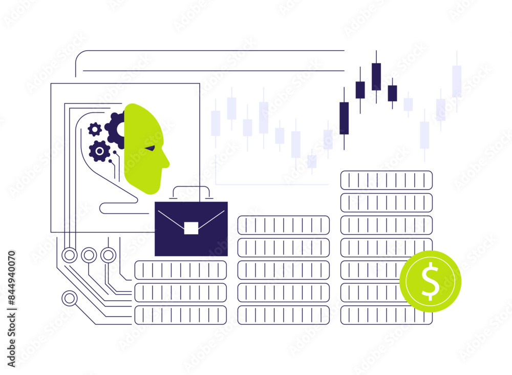 Fototapeta premium AI-Optimized Investment Portfolio Management abstract concept vector illustration.