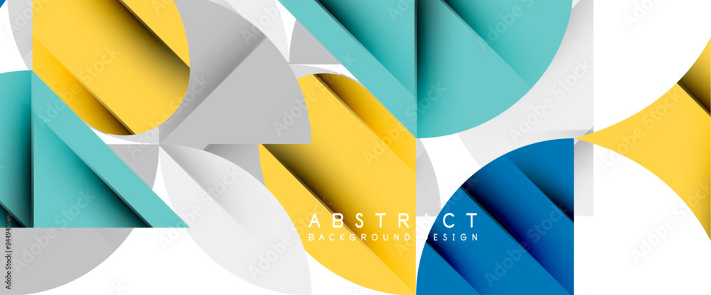 Minimal geometric elements on white. Petals, round triangles, star