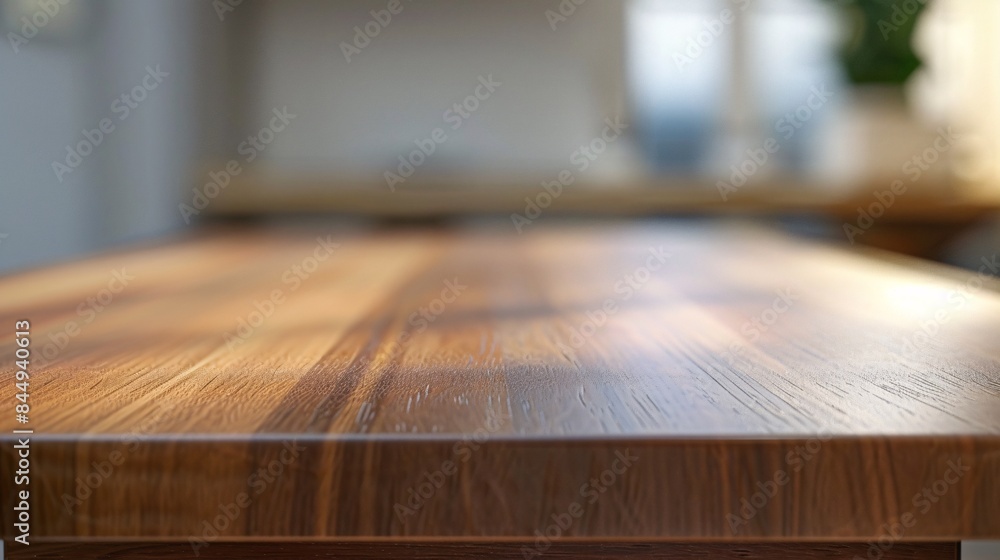 Wooden Table Surface in a Blurred Room Wooden Table Surface in a Blurred Room