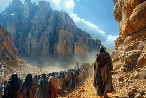 Moses Leads Israelites in Desert Escape from Egyptians photo