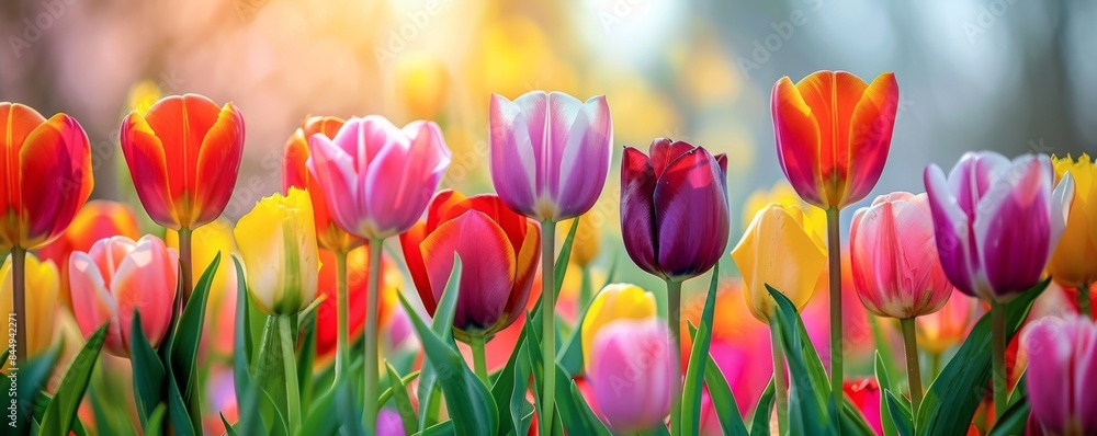 Vibrant garden with colorful tulips Vibrant garden with colorful tulips