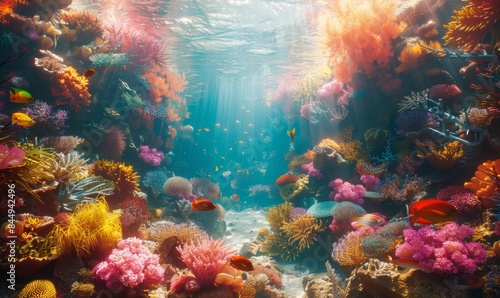 Vibrant underwater coral garden