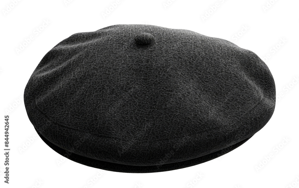 Black french cap beret side view isolated on white Black french cap beret side view isolated on white