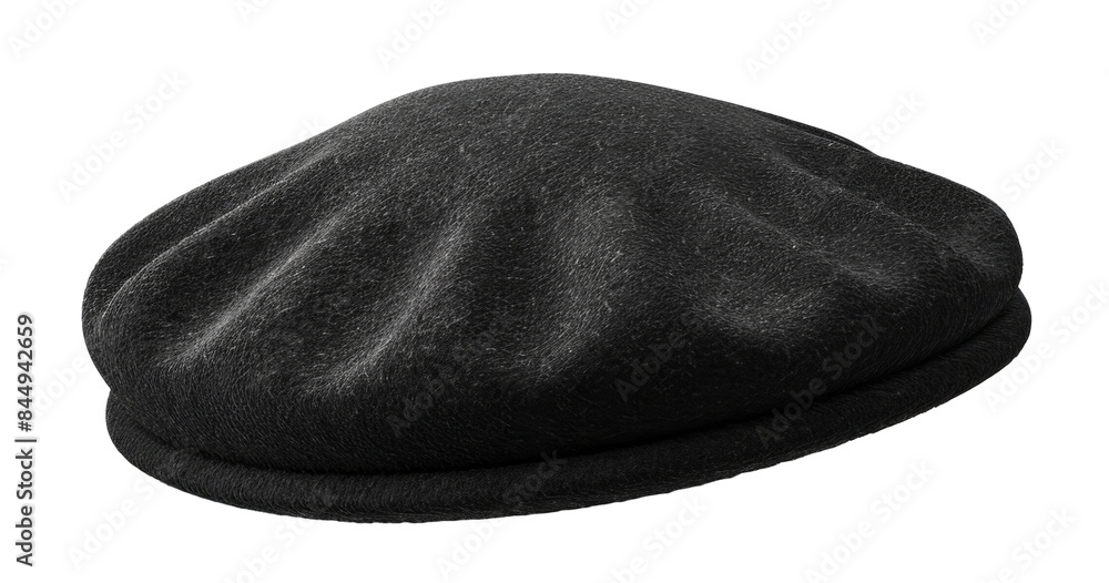 Black french cap beret side view isolated on white Black french cap beret side view isolated on white