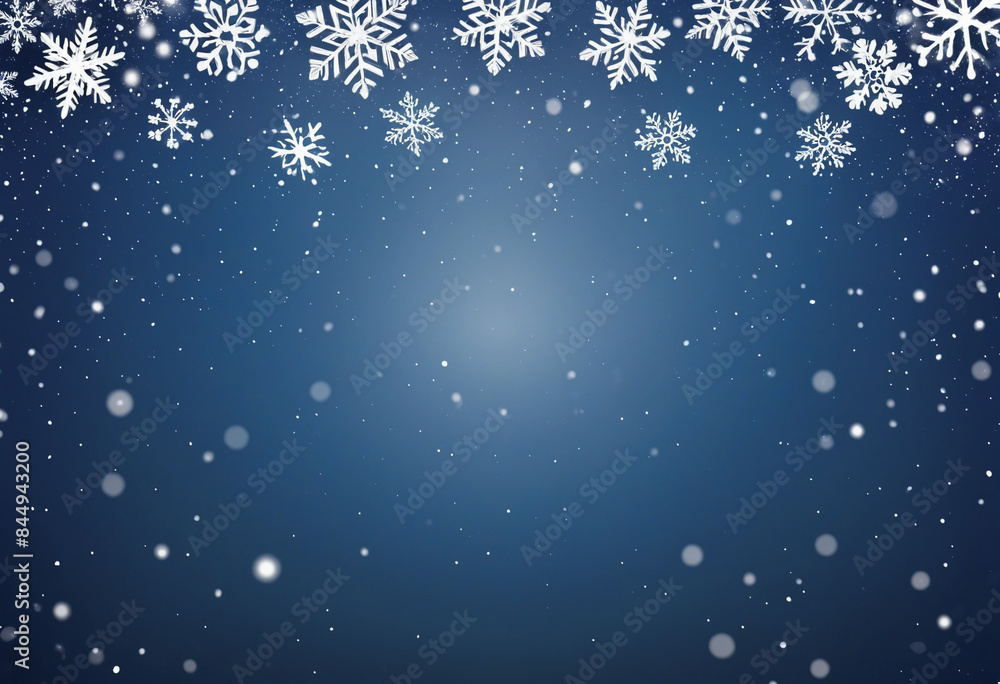 Snowflake-filled bokeh on a wintry blue night sky background Snowflake-filled bokeh on a wintry blue night sky background