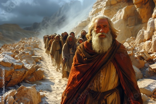 Escape from Egyptians: Moses leads Israelites in Exodus through desert