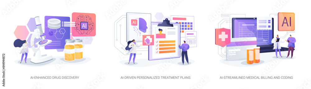 Artificial Intelligence in Healthcare abstract concept vector illustrations. Artificial Intelligence in Healthcare abstract concept vector illustrations.
