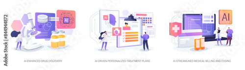 Artificial Intelligence in Healthcare abstract concept vector illustrations.