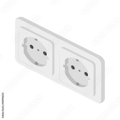 isometric power outlet electric socket european type f on transparent background vector flat illustration
