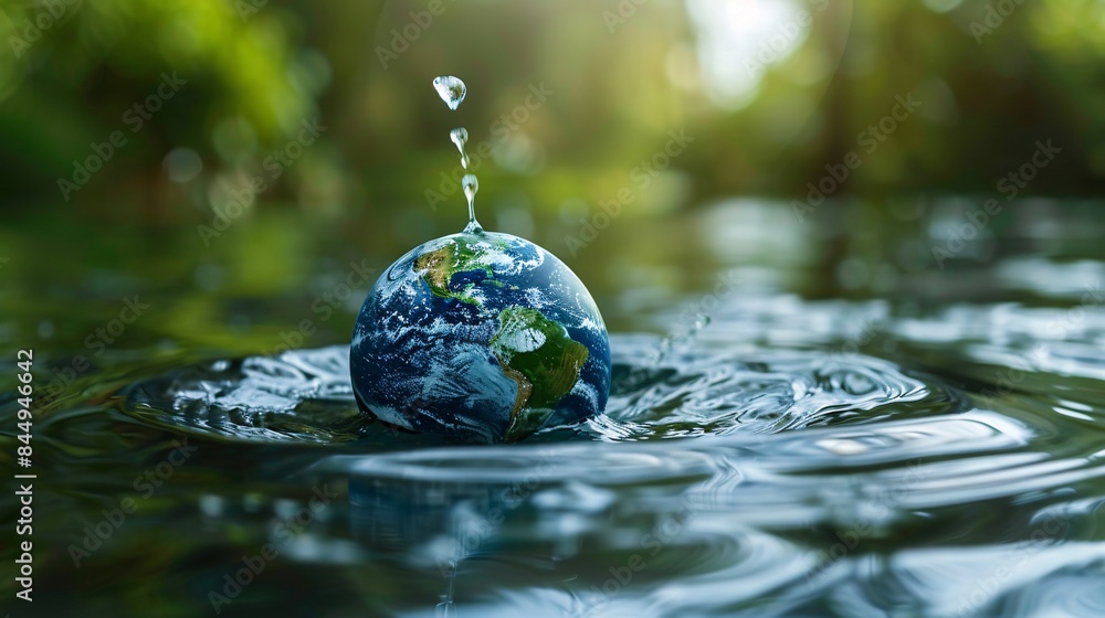 Water Droplet Falling On A Miniature Earth Globe Water Droplet Falling On A Miniature Earth Globe