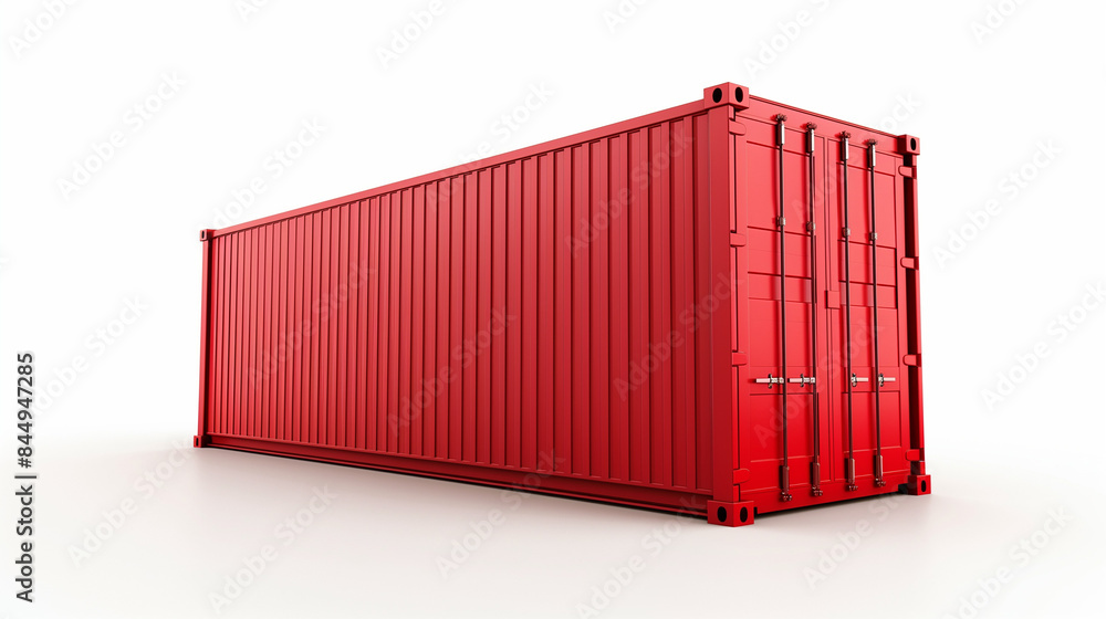 Red 3D shipping container on a white background, isolated Red 3D shipping container on a white background, isolated